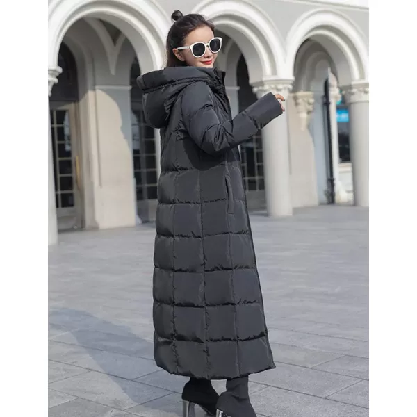 Flygo Womens Winter Warm Long Down Jacket Coat Outwear with Hood