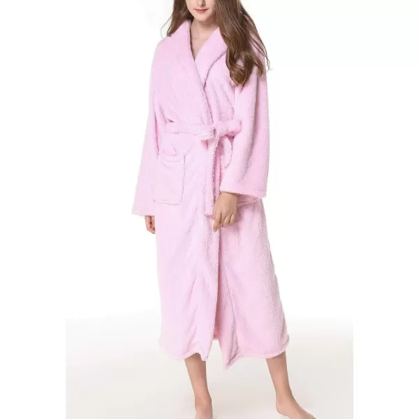 Flygo Women's Winter Warm Plush Flannel Long Bath Robe Sleepwear With Hood