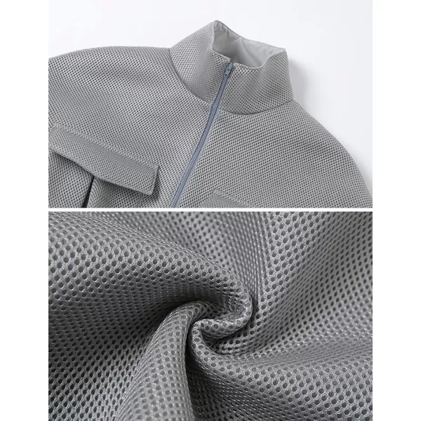 Flygo Womens Zip Up Cropped Jacket Stand Collar Long Sleeve Lightweight Short Bomber Jackets Coat