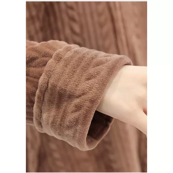 Flygo Women's Zip Up Hooded Bathrobe Long Plush Flannel Fleece Robe Housecoat Sleepwear Dressing Gown