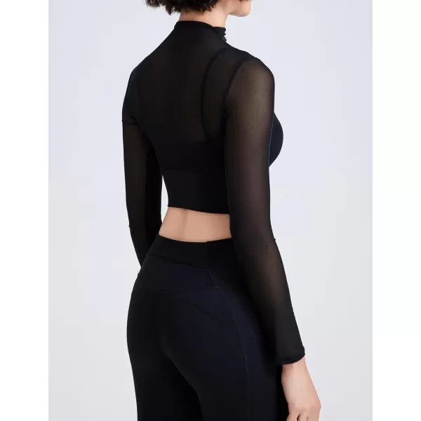 Flygo Yoga Shirts with Built in Bra Cutout Padded Crop Tops Long Sleeve Gym T Shirt for Women Workout