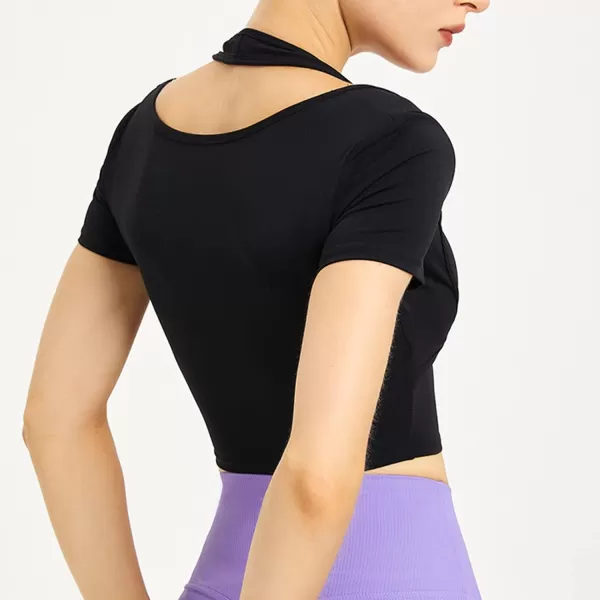 Flygo Yoga Shirts with Built in Bra Cutout Padded Crop Tops Long Sleeve Gym T Shirt for Women Workout