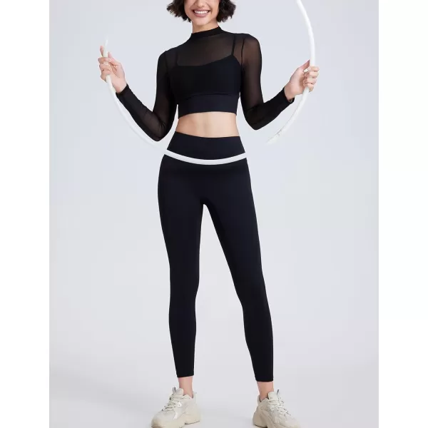 Flygo Yoga Shirts with Built in Bra Cutout Padded Crop Tops Long Sleeve Gym T Shirt for Women Workout