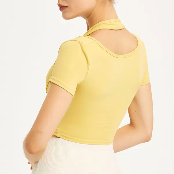 Flygo Yoga Shirts with Built in Bra Cutout Padded Crop Tops Long Sleeve Gym T Shirt for Women Workout
