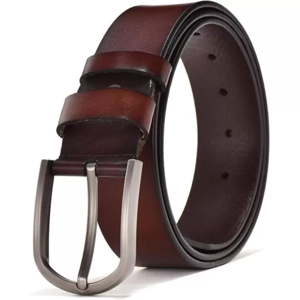 Flygo Genuine Leather Dress Belt For Men 1.5" Single Prong Buckle Jeans Belt