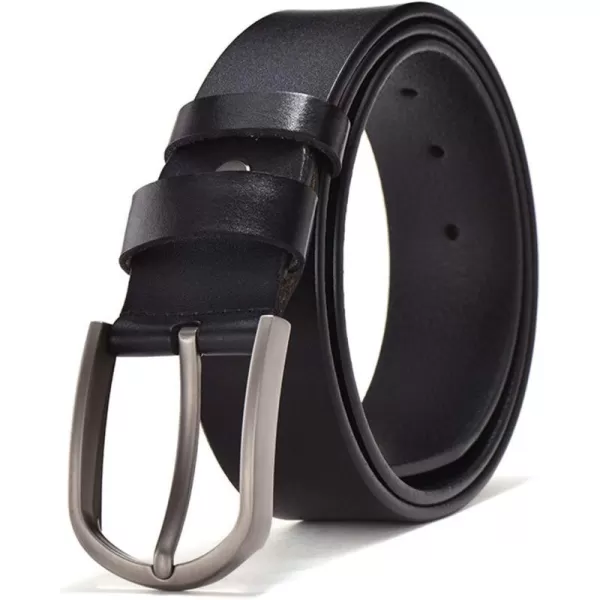 Flygo Genuine Leather Dress Belt For Men 1.5" Single Prong Buckle Jeans Belt