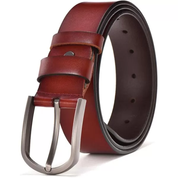 Flygo Genuine Leather Dress Belt For Men 1.5" Single Prong Buckle Jeans Belt