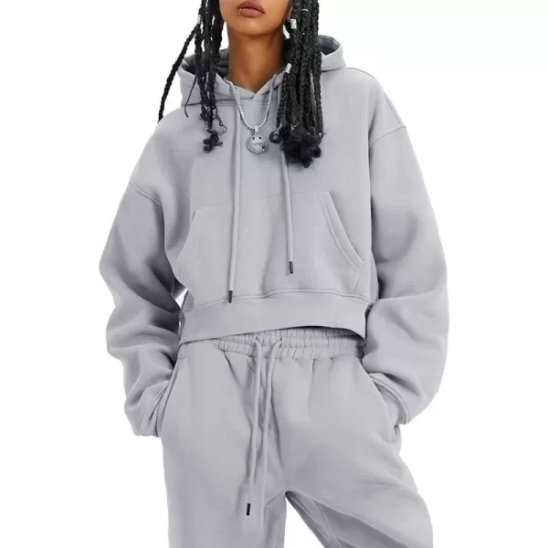 Flygo Jogging Suits for Women 2 Piece Sweatsuits Tracksuits Outfits Spring Crop Hoodie Pants Sets