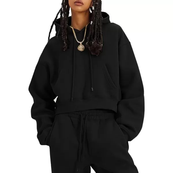 Flygo Jogging Suits for Women 2 Piece Sweatsuits Tracksuits Outfits Spring Crop Hoodie Pants Sets