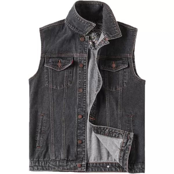 Flygo Men's Button Down Denim Jeans Vest Jacket Plus Size 3XL