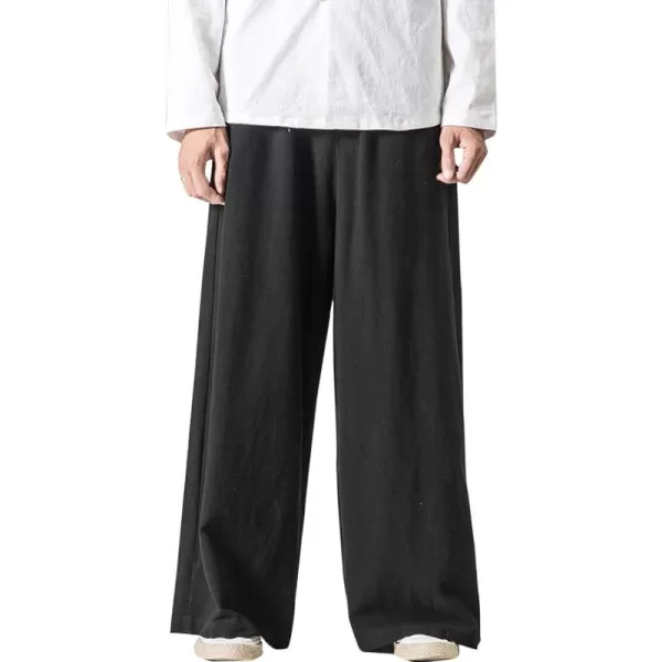 Flygo Mens Casual Cotton Linen Wide Leg Jogging Harem Pants Palazzo Trousers