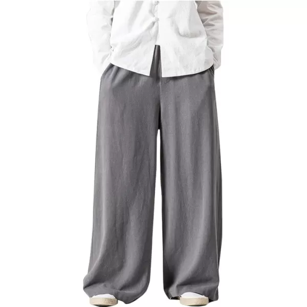 Flygo Mens Casual Cotton Linen Wide Leg Jogging Harem Pants Palazzo Trousers