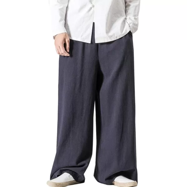 Flygo Mens Casual Cotton Linen Wide Leg Jogging Harem Pants Palazzo Trousers