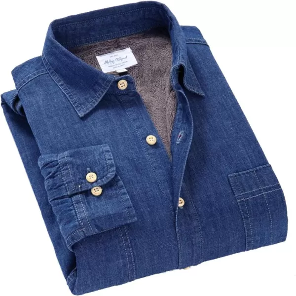 Flygo Men's Casual Long Sleeve Sherpa Lined Button Down Denim Shirt Jacket