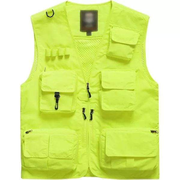 Flygo Men's Casual Outdoor Work Safari Fishing Travel Photo Cargo Vest Jacket Multi Pockets