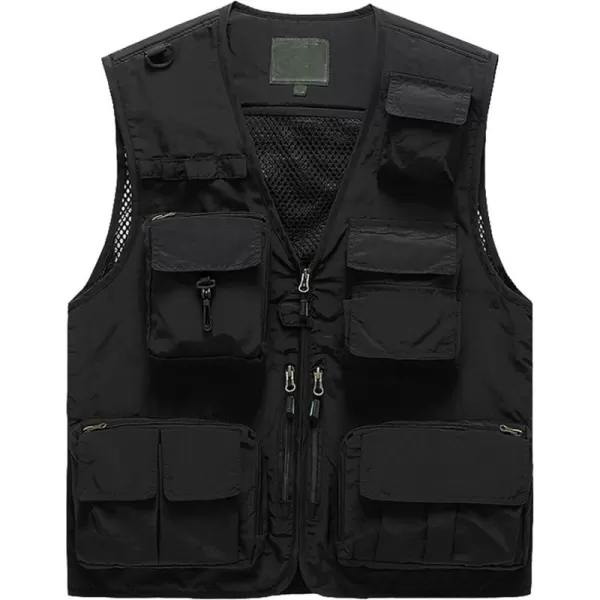 Flygo Men's Casual Outdoor Work Safari Fishing Travel Photo Cargo Vest Jacket Multi Pockets