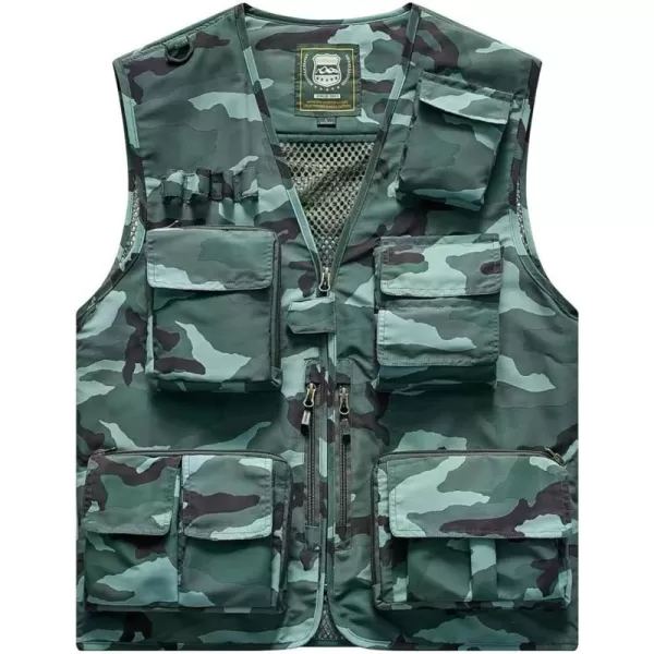 Flygo Men's Casual Outdoor Work Safari Fishing Travel Photo Cargo Vest Jacket Multi Pockets