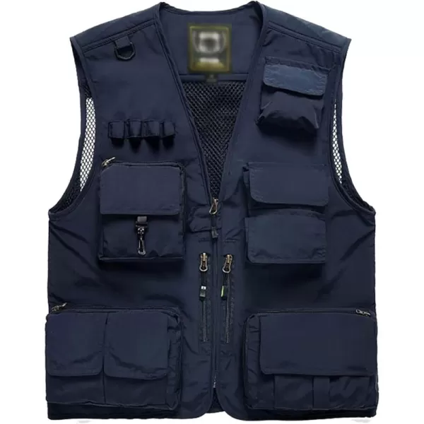 Flygo Men's Casual Outdoor Work Safari Fishing Travel Photo Cargo Vest Jacket Multi Pockets