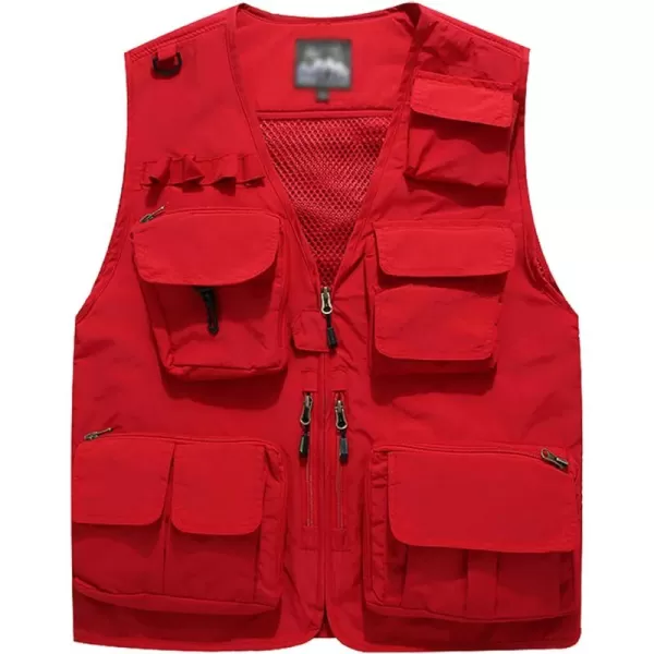 Flygo Men's Casual Outdoor Work Safari Fishing Travel Photo Cargo Vest Jacket Multi Pockets