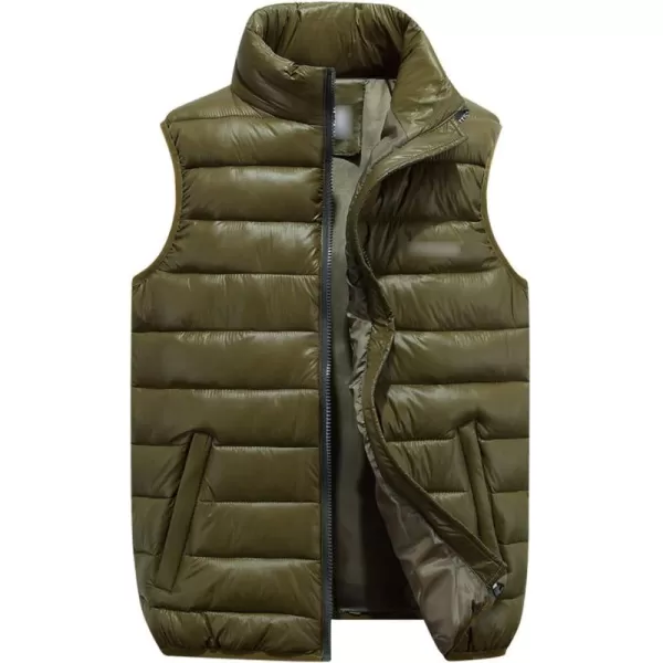 Flygo Men's Casual Stand Collar Lightweight Down Cotton Puffer Vest Outdoor Sleeveless Jacket
