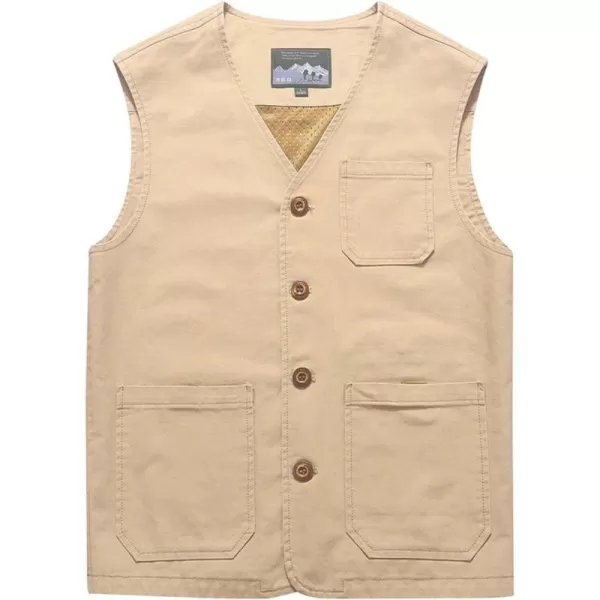 Flygo Mens Cotton Canvas Work Travel Vest Sleeveless Jacket