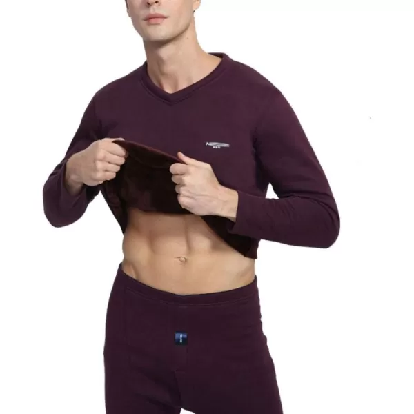 Flygo Men's Fleece Lined Stretch Warm Thermal Underwear Pajama 2 Piece Set)