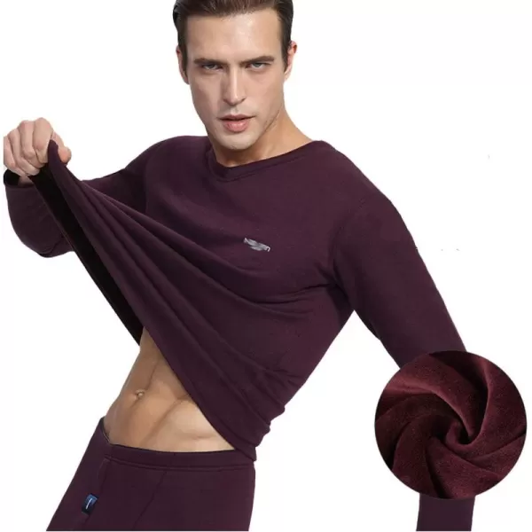 Flygo Men's Fleece Lined Stretch Warm Thermal Underwear Pajama 2 Piece Set)