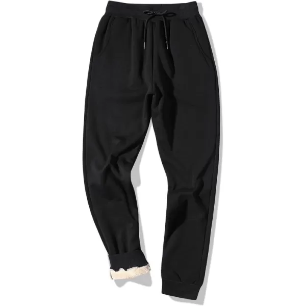 Flygo Men's Fleece Pants Sherpa Lined Sweatpants Active Running Jogger Pants