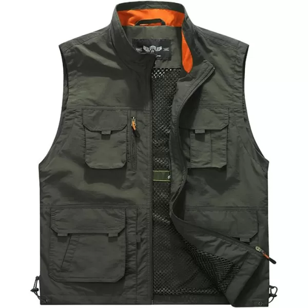 Flygo Men's Leisure Travel Softshell Vest Outdoor Full Zipper Outerwear Vest Lightweight Quick Dry