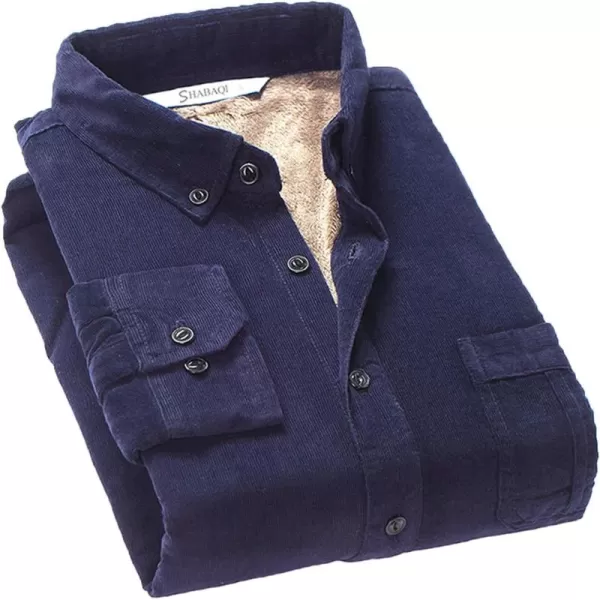 Flygo Men's Long Sleeve Warm Fleece Sherpa Lined Flannel Corduroy Shirt Jacket