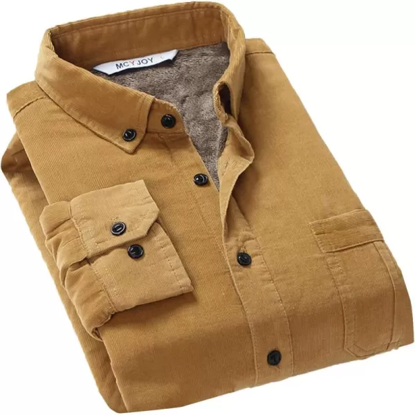 Flygo Men's Long Sleeve Warm Fleece Sherpa Lined Flannel Corduroy Shirt Jacket