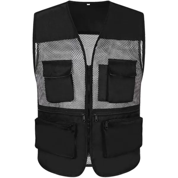 Flygo Men's Outdoor Summer Work Travel Safari Fishing Photo Vest With Pockets