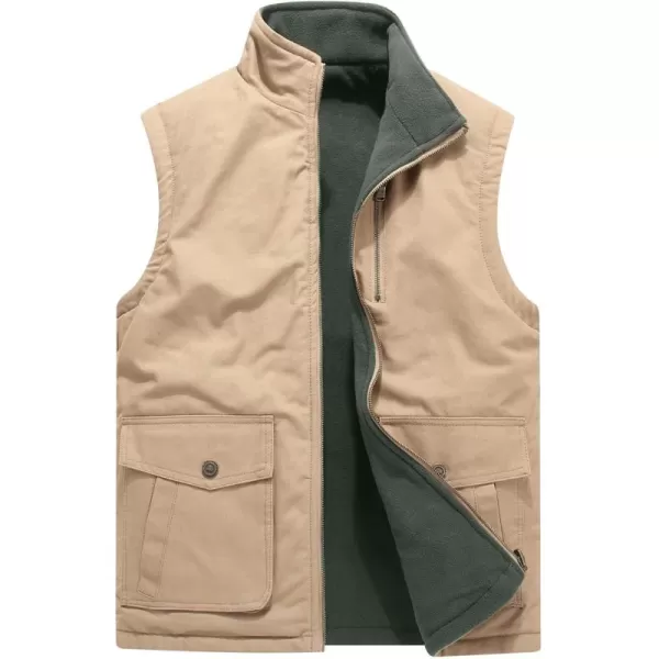 Flygo Men's Reversible Casual Travel Vest Full Zip Mountain Fleece Vests with Pockets