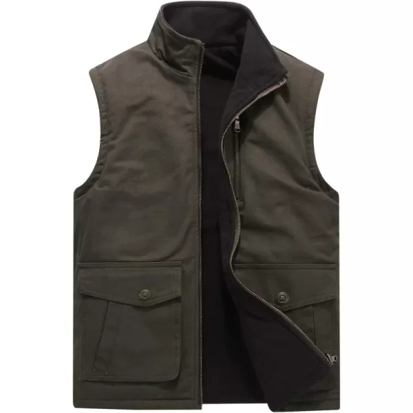 Flygo Men's Reversible Casual Travel Vest Full Zip Mountain Fleece Vests with Pockets
