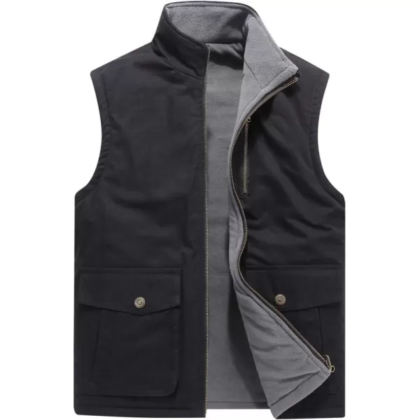Flygo Men's Reversible Casual Travel Vest Full Zip Mountain Fleece Vests with Pockets