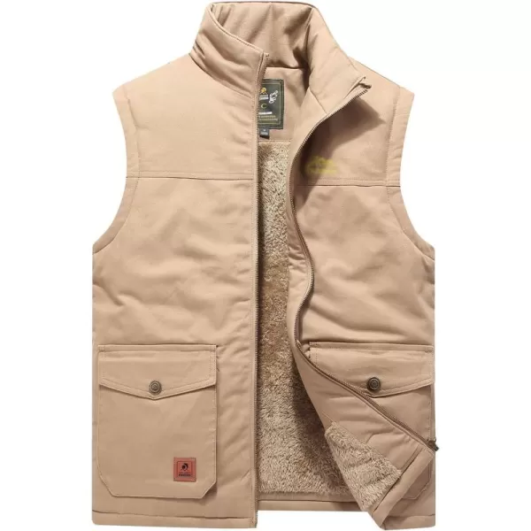 Flygo Men's Sherpa Fleece Outdoor Vest Winter Fishing Travel Work Vests Jacket With Pockets