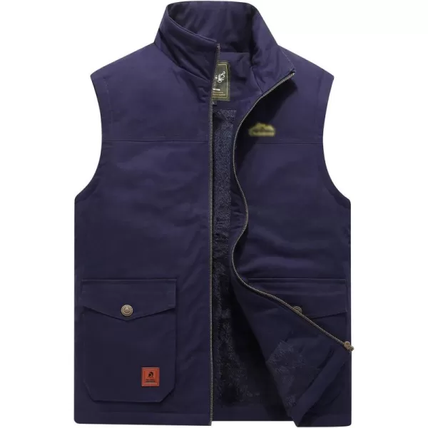 Flygo Men's Sherpa Fleece Outdoor Vest Winter Fishing Travel Work Vests Jacket With Pockets