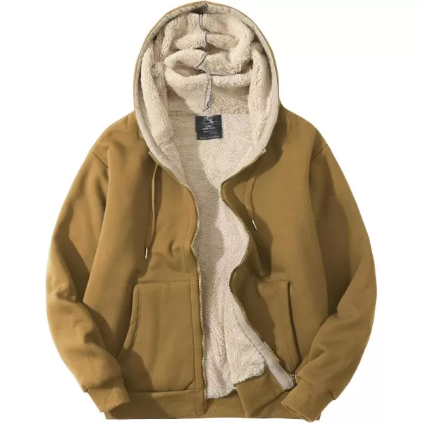 Flygo Men's Sherpa Hoodie Jacket Fleece Lined Zip Up Warm Hoodies Sweatshirt Winter Zipper Sweater Hooded Coat