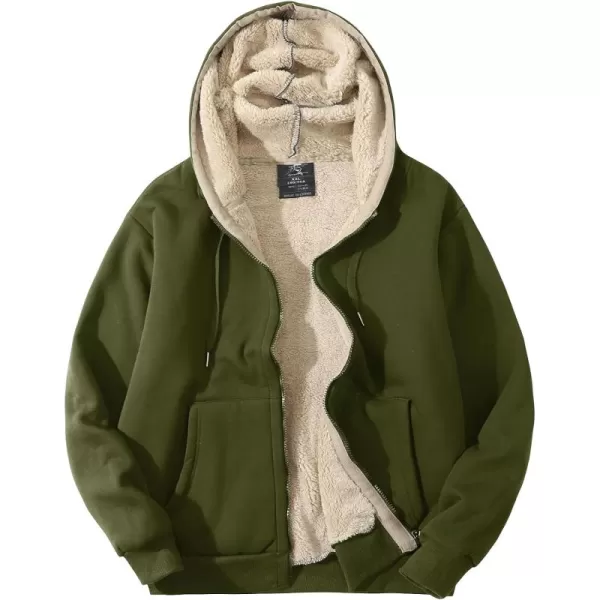 Flygo Men's Sherpa Hoodie Jacket Fleece Lined Zip Up Warm Hoodies Sweatshirt Winter Zipper Sweater Hooded Coat