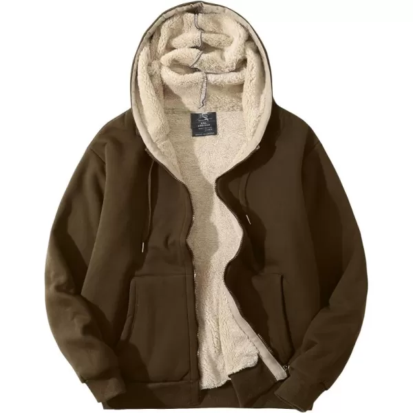 Flygo Men's Sherpa Hoodie Jacket Fleece Lined Zip Up Warm Hoodies Sweatshirt Winter Zipper Sweater Hooded Coat