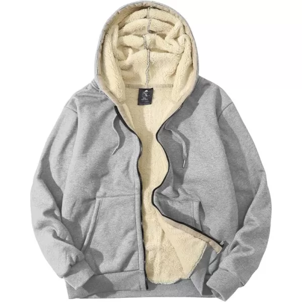 Flygo Men's Sherpa Hoodie Jacket Fleece Lined Zip Up Warm Hoodies Sweatshirt Winter Zipper Sweater Hooded Coat