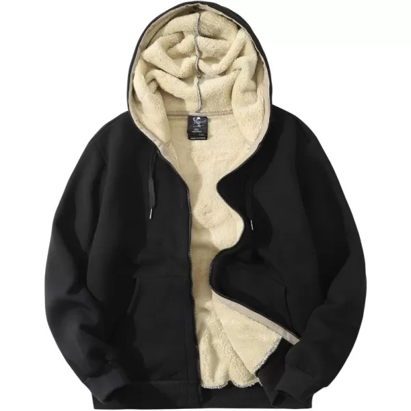 Flygo Men's Sherpa Hoodie Jacket Fleece Lined Zip Up Warm Hoodies Sweatshirt Winter Zipper Sweater Hooded Coat