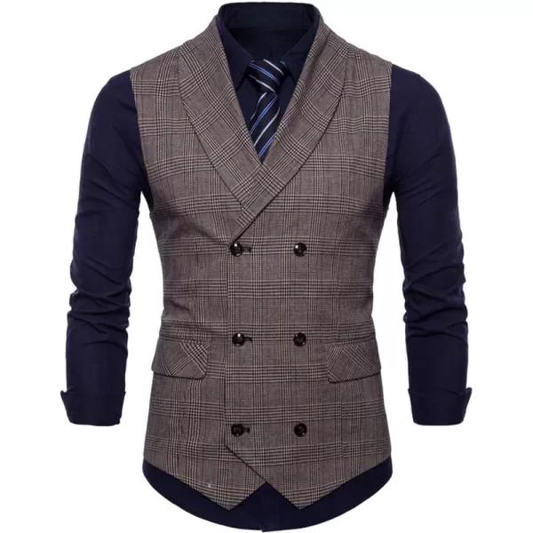 Flygo Mens Slim Fit Plaid Formal Business Vest for Suit Tuxedo Waistcoat