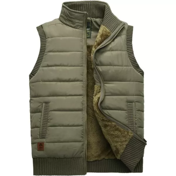 Flygo Men's Stylish Stand Collar Fleece Down Quilted Puffer Vest Active Bodywarmer Gilet