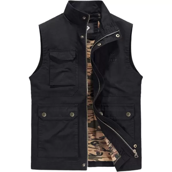 Flygo Mens Utility Cotton Canvas Duck Safari Fishing Vest Jacket Outerwear