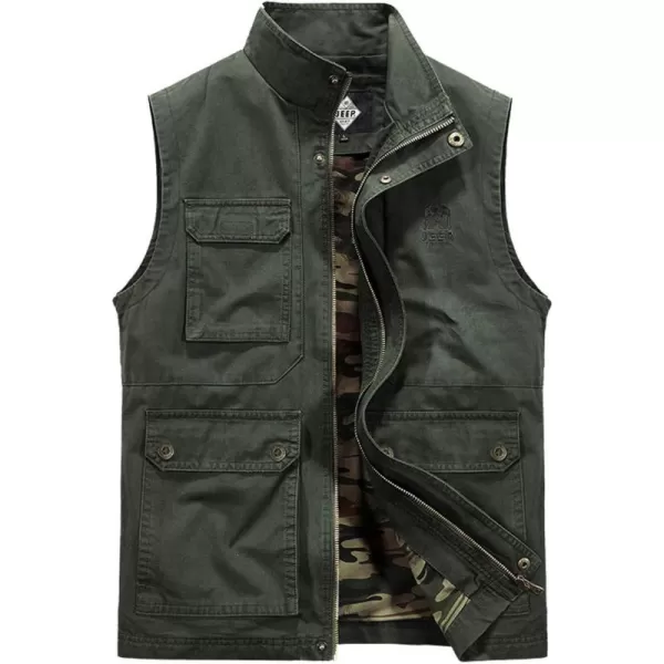 Flygo Mens Utility Cotton Canvas Duck Safari Fishing Vest Jacket Outerwear