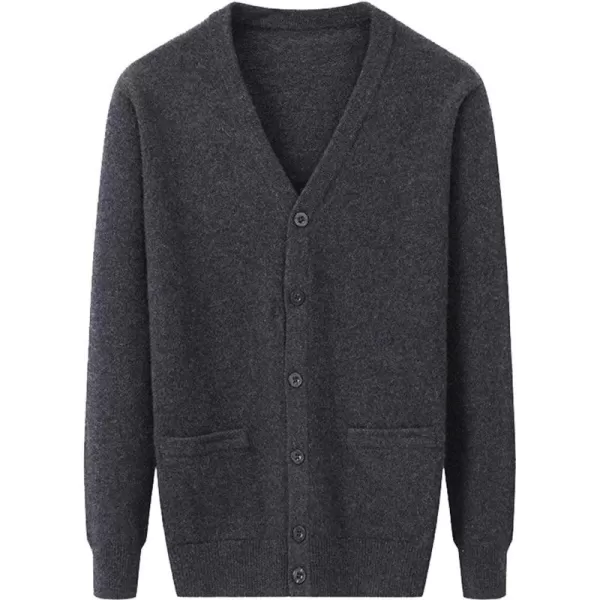 Flygo Men's V Neck 100% Cashmere Cardigan Sweater