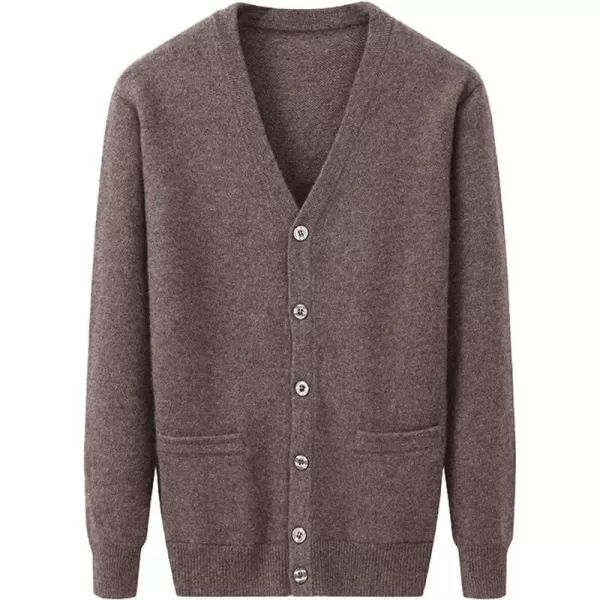 Flygo Men's V Neck 100% Cashmere Cardigan Sweater