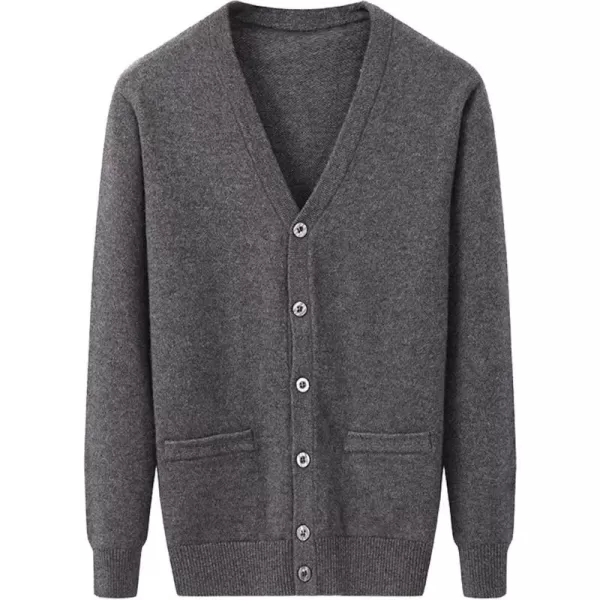 Flygo Men's V Neck 100% Cashmere Cardigan Sweater