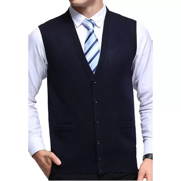 Flygo Men's V-Neck Knitting Vest Classic Wool Blend Button Down Sweater Vest